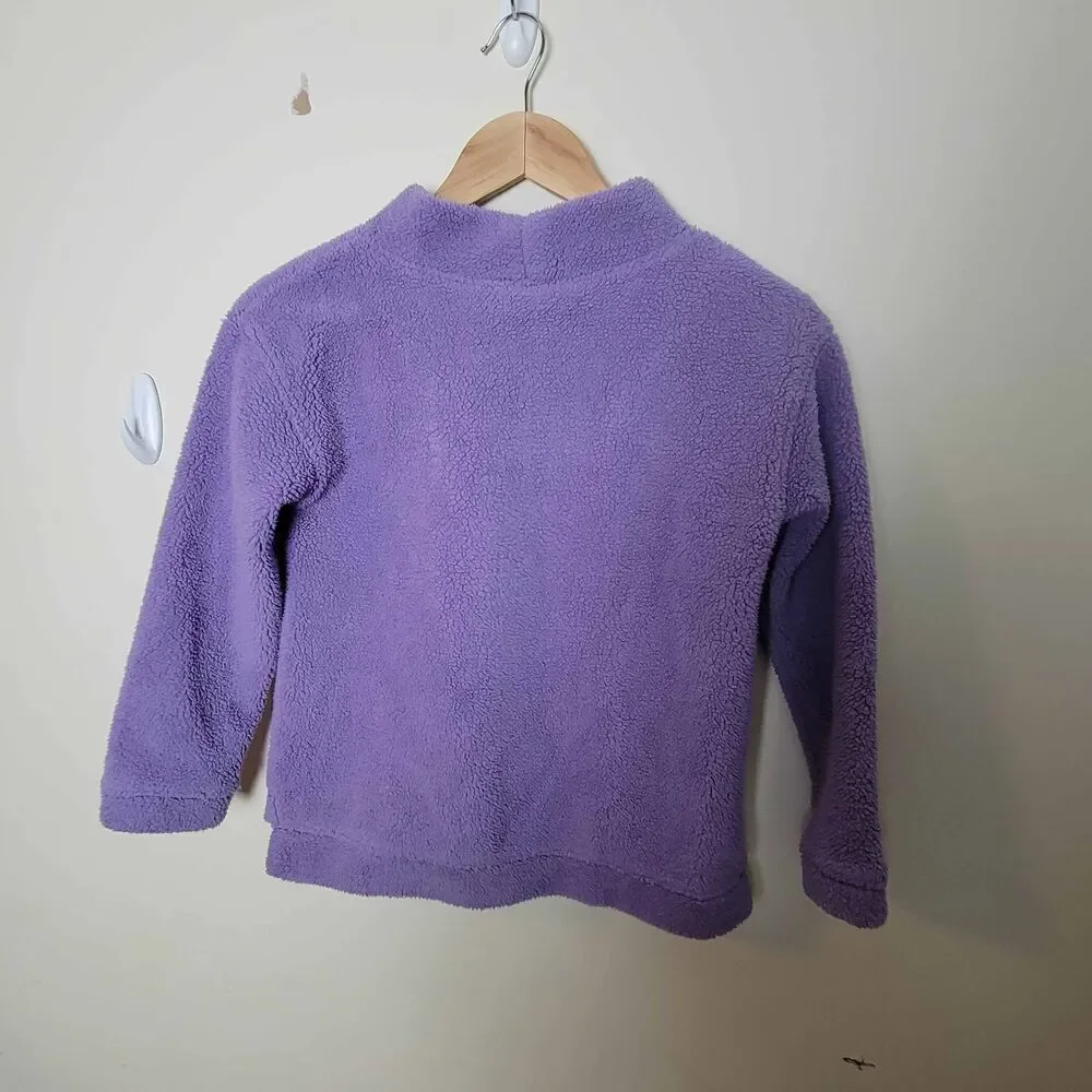 Vineyard Vines Girls Fuzzy Mock Neck Pullover Purple Medium 10-12